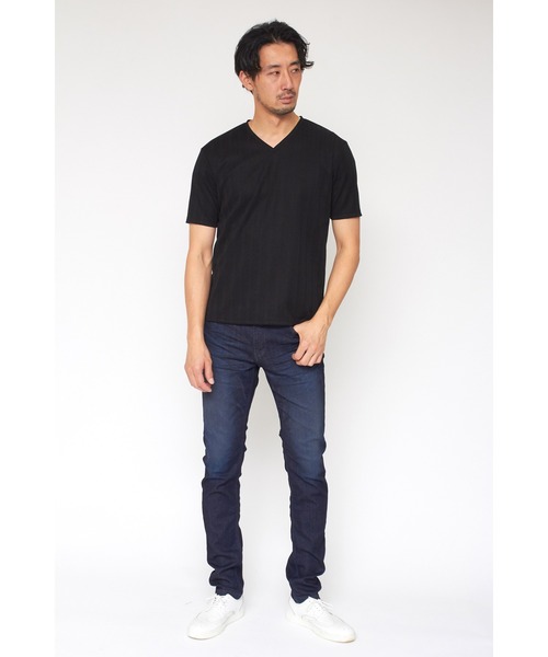 HIGH STREET(ハイストリート)の「HIGH STREET∴ABSランダムハリヌキテレコハンソデVネック(Tシャツ/カットソー・メンズ・ブラック/ホワイト/パープル系その他・LL/M/L)」の12枚目の写真