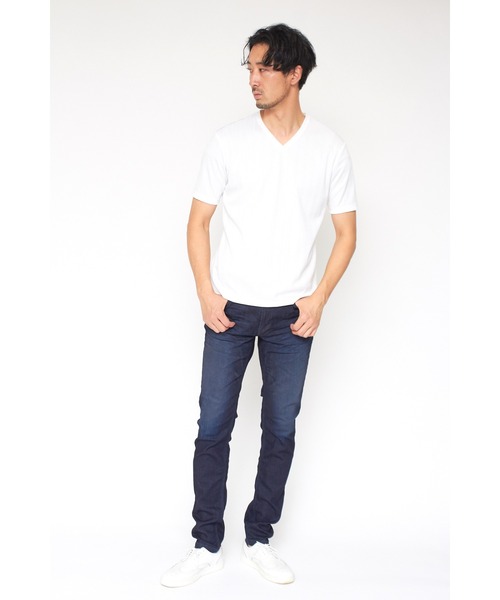 HIGH STREET(ハイストリート)の「HIGH STREET∴ABSランダムハリヌキテレコハンソデVネック(Tシャツ/カットソー・メンズ・ブラック/ホワイト/パープル系その他・LL/M/L)」の13枚目の写真