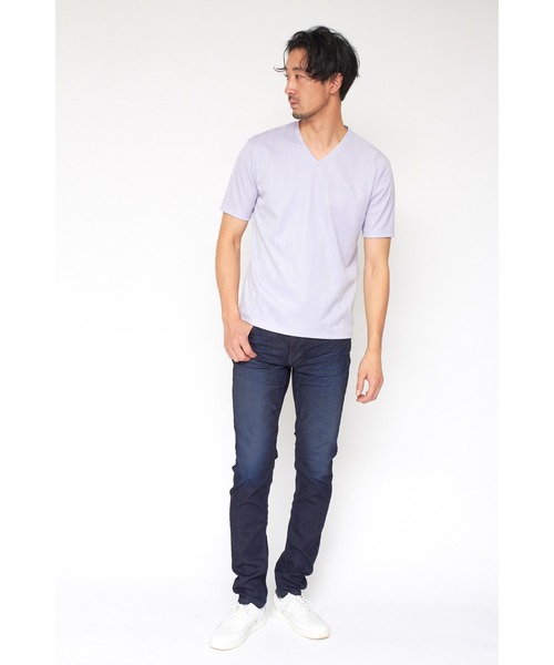 HIGH STREET(ハイストリート)の「HIGH STREET∴ABSランダムハリヌキテレコハンソデVネック(Tシャツ/カットソー・メンズ・ブラック/ホワイト/パープル系その他・LL/M/L)」の14枚目の写真