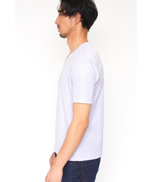 HIGH STREET(ハイストリート)の「HIGH STREET∴ABSランダムハリヌキテレコハンソデVネック(Tシャツ/カットソー・メンズ・ブラック/ホワイト/パープル系その他・LL/M/L)」の15枚目の写真