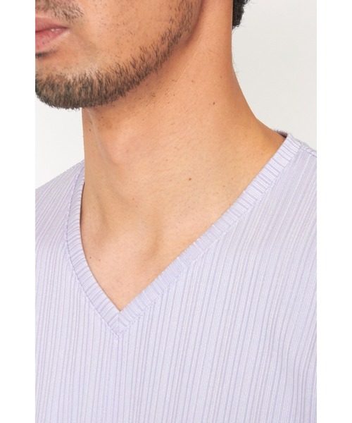 HIGH STREET(ハイストリート)の「HIGH STREET∴ABSランダムハリヌキテレコハンソデVネック(Tシャツ/カットソー・メンズ・ブラック/ホワイト/パープル系その他・LL/M/L)」の17枚目の写真