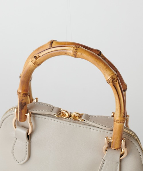 PAPILLONNER(パピヨネ)の「【OT】バンブーハンドルバッグ/PAPILLONNER/パピヨネ(ショルダーバッグ・レディース・ライトグレー/グリーン・FREE)」の20枚目の写真