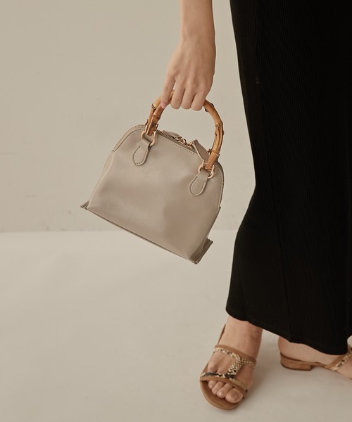 PAPILLONNER(パピヨネ)の「【OT】バンブーハンドルバッグ/PAPILLONNER/パピヨネ(ショルダーバッグ・レディース・ライトグレー/グリーン・FREE)」の14枚目の写真