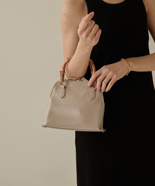 PAPILLONNER(パピヨネ)の「【OT】バンブーハンドルバッグ/PAPILLONNER/パピヨネ(ショルダーバッグ・レディース・ライトグレー/グリーン・FREE)」の16枚目の写真