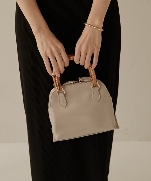 PAPILLONNER(パピヨネ)の「【OT】バンブーハンドルバッグ/PAPILLONNER/パピヨネ(ショルダーバッグ・レディース・ライトグレー/グリーン・FREE)」の12枚目の写真