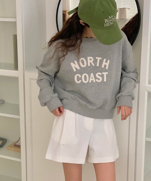 Dalfwin（ダールフィン）の「COASTエンブレムロゴドルマンスリーブスウェット（スウェット・レディース・ネイビー/ライトベージュ/グレー・FREE）」の4枚目の写真