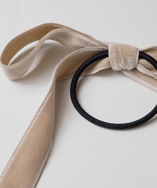 accra リボンゴム　ベージュ 楽天市場】オーガンジー ビッグ リボン ヘアゴム メタリック