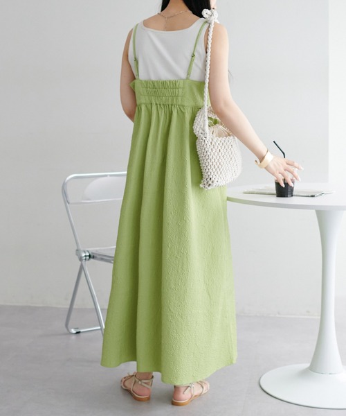 DISCOAT（ディスコート）の「【WEB限定】ジャガードキャミワンピース（ワンピース・レディース・ブラック/アイボリー/グリーン系その他・FREE）」の6枚目の写真