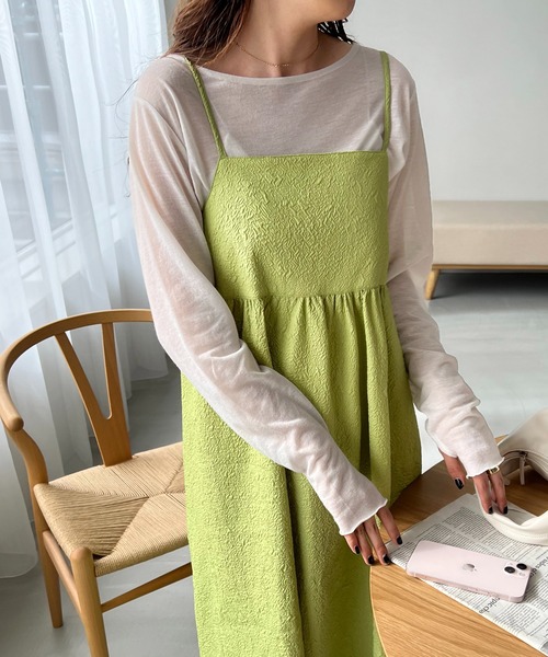 DISCOAT（ディスコート）の「【WEB限定】ジャガードキャミワンピース（ワンピース・レディース・ブラック/アイボリー/グリーン系その他・FREE）」の13枚目の写真