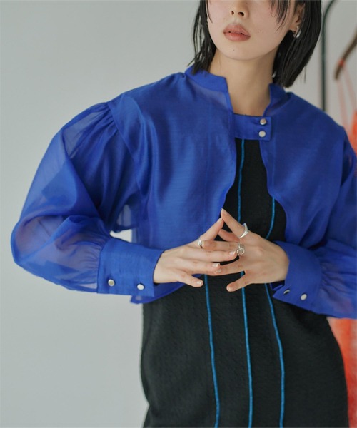 miette（ミエット）の「ボリュームスリーブシアーシャツアームボレロ（シャツ/ブラウス・レディース・ブラック/オフホワイト/ブルー・FREE）」の15枚目の写真