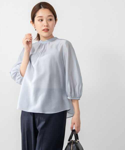 NOLLEY’S(ノーリーズ)の「ソフトオーガンジーシャーリングブラウス(シャツ/ブラウス・レディース・サックスブルー/ラベンダー/ブラック/イエロー・38/36)」の12枚目の写真