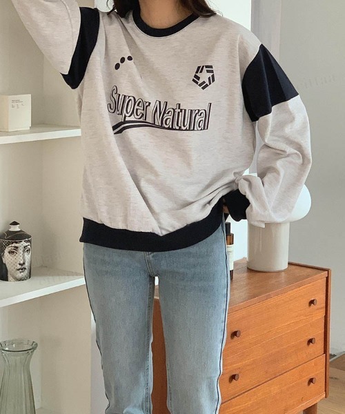 Dalfwin(ダールフィン)の「韓国ファッションNaturalプリントy2k配色スウェット(スウェット・レディース・ダークブルー/チャコールグレー/レッド・FREE)」の10枚目の写真