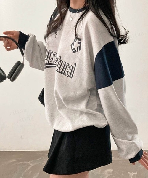 Dalfwin(ダールフィン)の「韓国ファッションNaturalプリントy2k配色スウェット(スウェット・レディース・ダークブルー/チャコールグレー/レッド・FREE)」の13枚目の写真