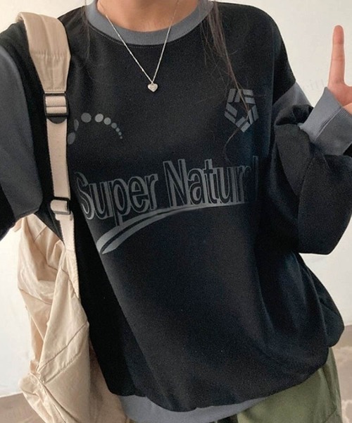 Dalfwin(ダールフィン)の「韓国ファッションNaturalプリントy2k配色スウェット(スウェット・レディース・ダークブルー/チャコールグレー/レッド・FREE)」の5枚目の写真