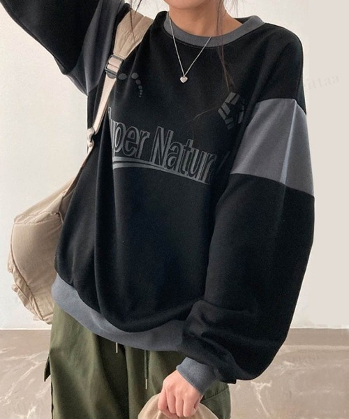 Dalfwin(ダールフィン)の「韓国ファッションNaturalプリントy2k配色スウェット(スウェット・レディース・ダークブルー/チャコールグレー/レッド・FREE)」の22枚目の写真