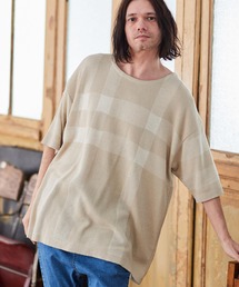 CAMBIO（カンビオ）の「mn2741- ビッグチェックニットT（Tシャツ/カットソー・メンズ）」