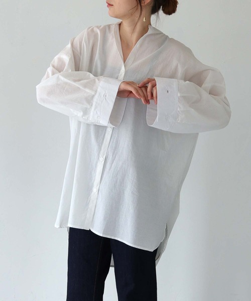 HER CLOSET(ハークローゼット)の「【shemoshelly】WEB限定バックギャザーブラウス(シャツ/ブラウス・レディース・モカ/カーキ/ブラック/オフホワイト・M)」の6枚目の写真