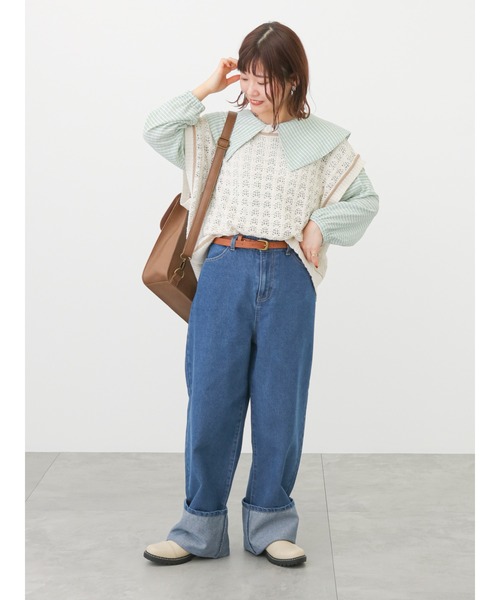 ehka sopo（エヘカソポ）の「ロールアップデニムパンツ（デニムパンツ・レディース・サックスブルー/ブルー/ネイビー・ﾌﾘ-）」の14枚目の写真