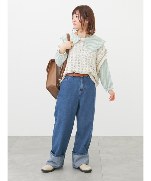 ehka sopo（エヘカソポ）の「ロールアップデニムパンツ（デニムパンツ・レディース・サックスブルー/ブルー/ネイビー・ﾌﾘ-）」の15枚目の写真