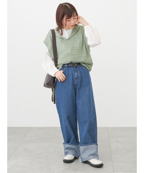 ehka sopo（エヘカソポ）の「ロールアップデニムパンツ（デニムパンツ・レディース・サックスブルー/ブルー/ネイビー・ﾌﾘ-）」の18枚目の写真