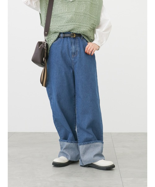 ehka sopo（エヘカソポ）の「ロールアップデニムパンツ（デニムパンツ・レディース・サックスブルー/ブルー/ネイビー・ﾌﾘ-）」の20枚目の写真