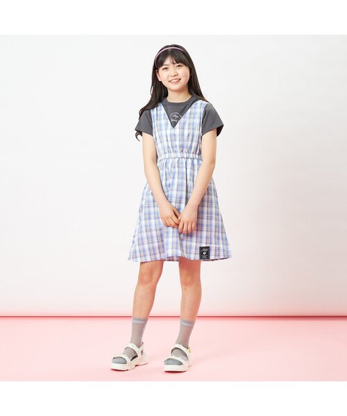 algy（アルジー）の「タテロゴフリルシースルークルーソックス（ソックス/靴下・キッズ・サックスブルー/グレー/オフホワイト・24/21）」の4枚目の写真