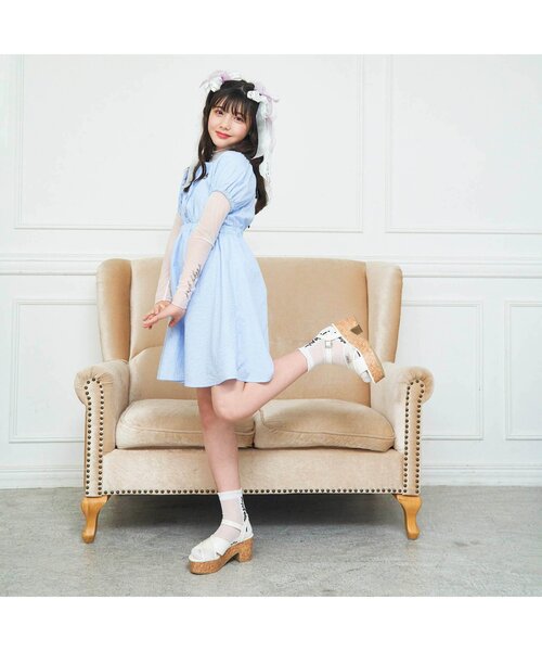 algy（アルジー）の「タテロゴフリルシースルークルーソックス（ソックス/靴下・キッズ・サックスブルー/グレー/オフホワイト・24/21）」の12枚目の写真