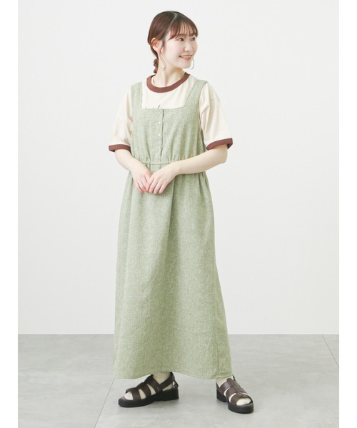 ehka sopo（エヘカソポ）の「リンガー発泡ロゴプリントTシャツ（Tシャツ/カットソー・レディース・サックスブルー/ピンク/キナリ・ﾌﾘ-）」の4枚目の写真