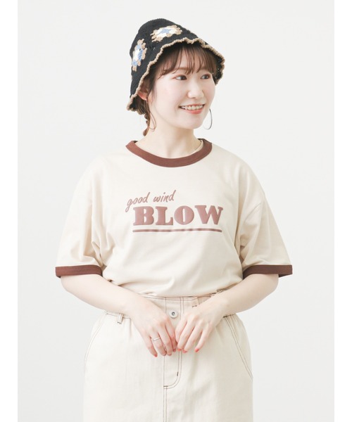 ehka sopo（エヘカソポ）の「リンガー発泡ロゴプリントTシャツ（Tシャツ/カットソー・レディース・サックスブルー/ピンク/キナリ・ﾌﾘ-）」の7枚目の写真