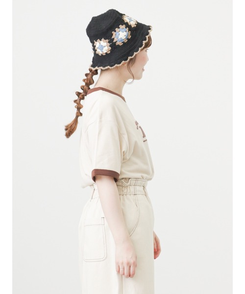 ehka sopo（エヘカソポ）の「リンガー発泡ロゴプリントTシャツ（Tシャツ/カットソー・レディース・サックスブルー/ピンク/キナリ・ﾌﾘ-）」の9枚目の写真