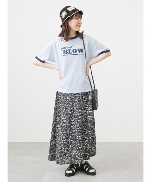 ehka sopo（エヘカソポ）の「リンガー発泡ロゴプリントTシャツ（Tシャツ/カットソー・レディース・サックスブルー/ピンク/キナリ・ﾌﾘ-）」の10枚目の写真