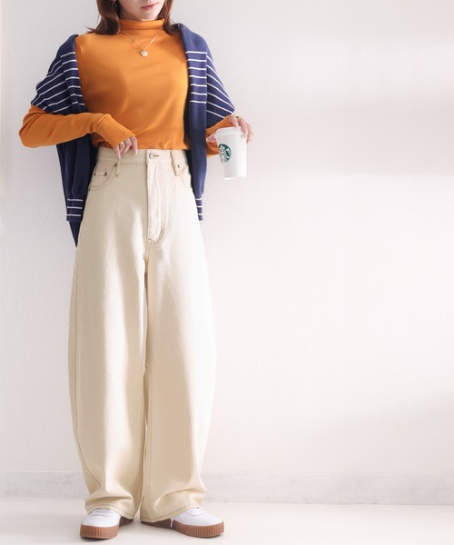 Java（ジャバ）の「《Javaジャバコラボ》ゆるっと美脚シルエット  カーブデニムパンツ（デニムパンツ・レディース・ナチュラル/ブルー・XX-LARGE/MEDIUM/LARGE/X-LARGE）」の7枚目の写真