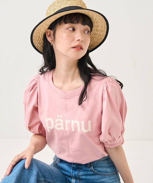 FREAK'S STORE（フリークスストア）の「パフスリーブデザインロゴTEE（Tシャツ/カットソー・レディース・チャコールグレー/オフホワイト/ピンク/グリーン・ﾌﾘ-）」の4枚目の写真