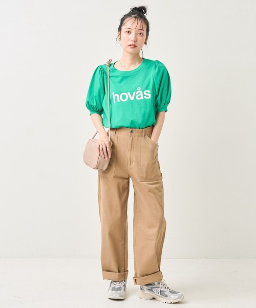 FREAK'S STORE（フリークスストア）の「パフスリーブデザインロゴTEE（Tシャツ/カットソー・レディース・チャコールグレー/オフホワイト/ピンク/グリーン・ﾌﾘ-）」の14枚目の写真