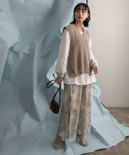 EimeeLawエイミーロウ　オイルペイントリラックスパンツ ★グレーパープル Eimee Law（エイミーロウ）の「ストライプオイルペイントpt