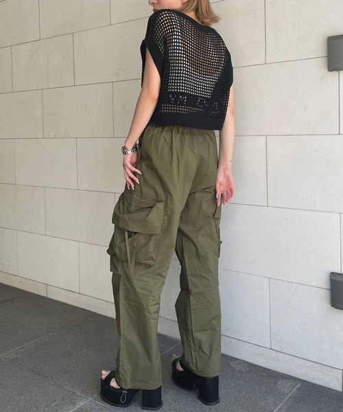 ENVYM（アンビー）の「ノースリメッシュニット（ニット/セーター・レディース・ホワイト/ブラック/ベージュ/レッド・FREE）」の5枚目の写真