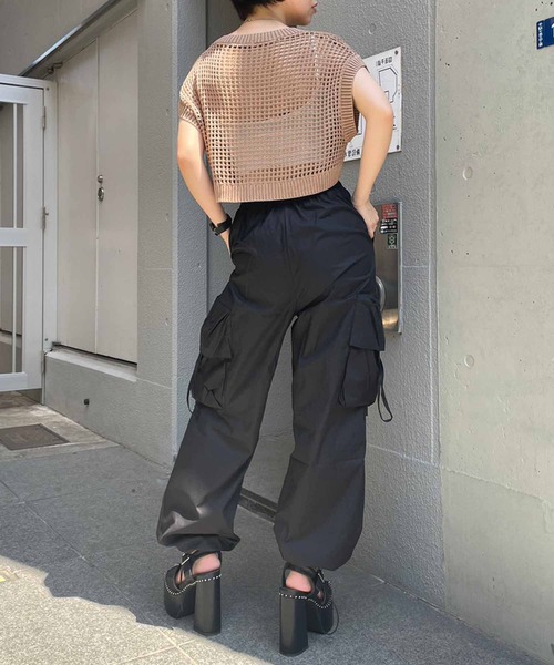 ENVYM（アンビー）の「ノースリメッシュニット（ニット/セーター・レディース・ホワイト/ブラック/ベージュ/レッド・FREE）」の19枚目の写真