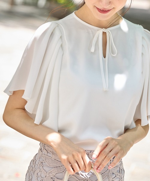 tocco closet（トッコ　クローゼット）の「りぼん付きフレアスリーブブラウス（シャツ/ブラウス・レディース・ピンク系その他/オフホワイト・M）」の2枚目の写真