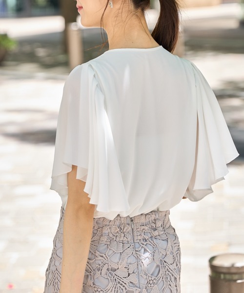 tocco closet（トッコ　クローゼット）の「りぼん付きフレアスリーブブラウス（シャツ/ブラウス・レディース・ピンク系その他/オフホワイト・M）」の7枚目の写真