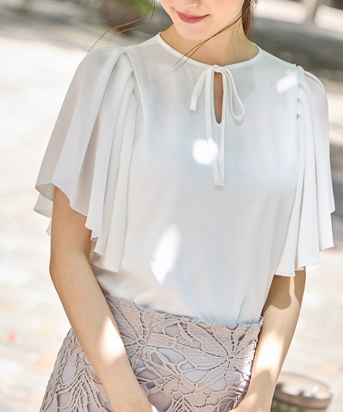 tocco closet（トッコ　クローゼット）の「りぼん付きフレアスリーブブラウス（シャツ/ブラウス・レディース・ピンク系その他/オフホワイト・M）」の5枚目の写真