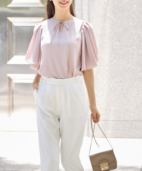 tocco closet（トッコ　クローゼット）の「りぼん付きフレアスリーブブラウス（シャツ/ブラウス・レディース・ピンク系その他/オフホワイト・M）」の9枚目の写真