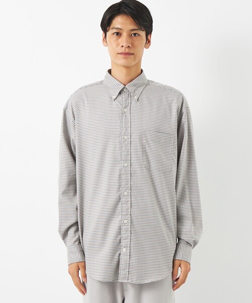 green label relaxing（グリーンレーベルリラクシング）の「FINE BASIC ピンオックス チェック ビッグ ボタンダウン シャツ（シャツ/ブラウス・メンズ・ネイビー/ベージュ/ケリー・L/S/XL/M）」の4枚目の写真