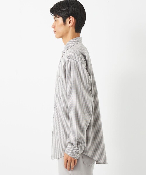 green label relaxing（グリーンレーベルリラクシング）の「FINE BASIC ピンオックス チェック ビッグ ボタンダウン シャツ（シャツ/ブラウス・メンズ・ネイビー/ベージュ/ケリー・L/S/XL/M）」の5枚目の写真