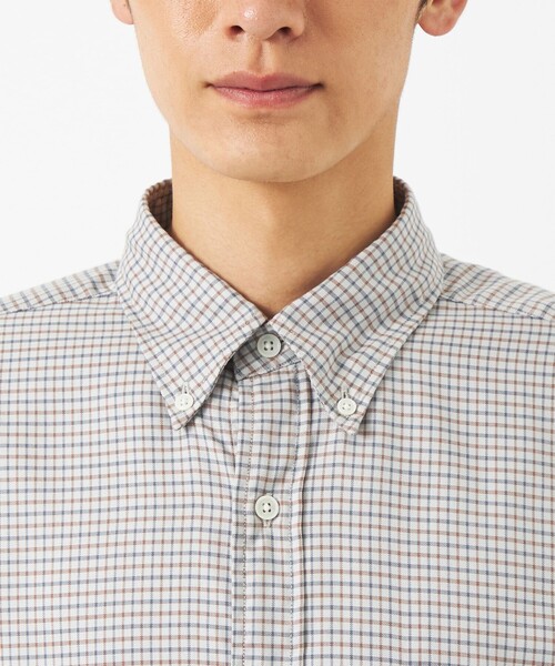 green label relaxing（グリーンレーベルリラクシング）の「FINE BASIC ピンオックス チェック ビッグ ボタンダウン シャツ（シャツ/ブラウス・メンズ・ネイビー/ベージュ/ケリー・L/S/XL/M）」の7枚目の写真