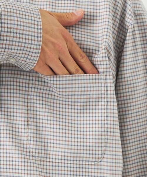 green label relaxing（グリーンレーベルリラクシング）の「FINE BASIC ピンオックス チェック ビッグ ボタンダウン シャツ（シャツ/ブラウス・メンズ・ネイビー/ベージュ/ケリー・L/S/XL/M）」の11枚目の写真