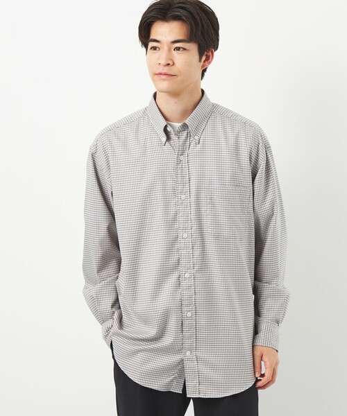 green label relaxing（グリーンレーベルリラクシング）の「FINE BASIC ピンオックス チェック ビッグ ボタンダウン シャツ（シャツ/ブラウス・メンズ・ネイビー/ベージュ/ケリー・L/S/XL/M）」の14枚目の写真