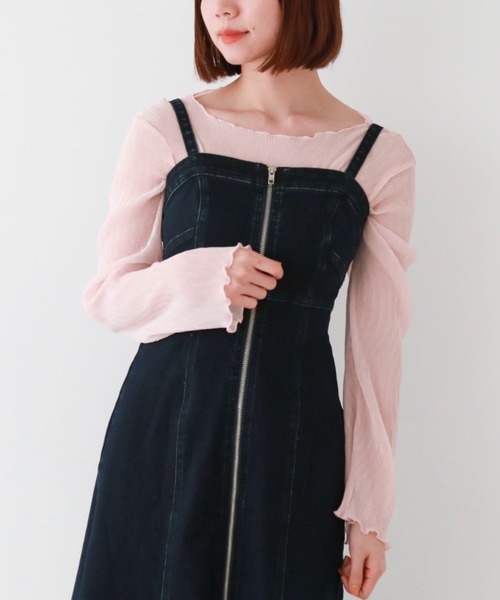 archives（アルシーヴ）の「シアー楊柳ＴＯＰＳ（Tシャツ/カットソー・レディース・モカ/アイボリー/ブルーグレー/ブラック/グレー/グリーン/ピンク・MEDIUM）」の16枚目の写真