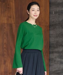 自由区（ジユウク）の「【セットアップ対応・洗える】レーヨンストレッチフレアスリーブ ニット（ニット/セーター・レディース）」