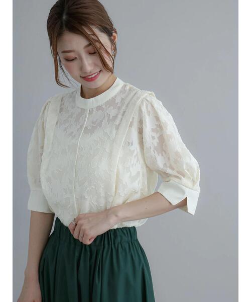 Te chichi（テチチ）の「シアージャカードブラウス（シャツ/ブラウス・レディース・ブルー/ライトベージュ/ブラック・F）」の4枚目の写真