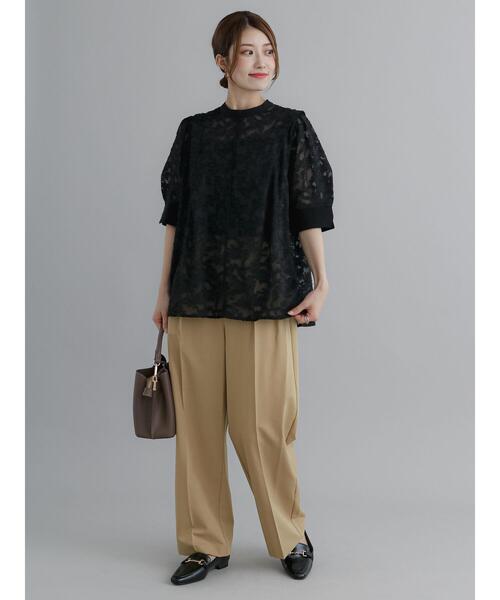 Te chichi（テチチ）の「シアージャカードブラウス（シャツ/ブラウス・レディース・ブルー/ライトベージュ/ブラック・F）」の7枚目の写真